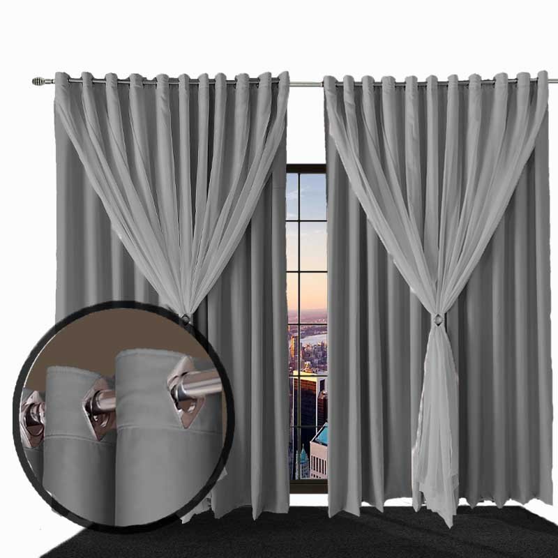 Cortina para Quarto e Sala Blecaute Lea 3,80 X 2,30 Cinza