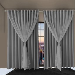 Cortina para Quarto e Sala Blecaute Lea 3,80 X 2,30 Cinza - 2