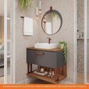 Ver imagem 2 de Gabinete para Banheiro 80 Cm 100% Mdf Nicho 1 Porta Basculante Duna Mgm Móveis Titânio/freijo