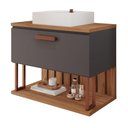 Ver imagem 1 de Gabinete para Banheiro 80 Cm 100% Mdf Nicho 1 Porta Basculante Duna Mgm Móveis Titânio/freijo