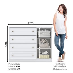 Cômoda Infantil 4 Gavetas 1 Porta Americana Nova York Espresso Móveis - 3