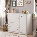 Ver imagem 1 de Cômoda Infantil 4 Gavetas 1 Porta Americana Nova York Espresso Móveis Branco/HP