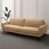 Sofá Decorativo Thalia 3 Lugares Sala de Estar 240cm Pés em Aço Couro Nude G88 - Gran Belo - 1