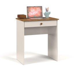 Escrivaninha Estilo Mesa para Computador ou Notebook com 1 Gaveta - Off White com Freijó - 5