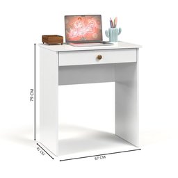 Escrivaninha Estilo Mesa para Computador ou Notebook com 1 Gaveta - Off White com Freijó - 6