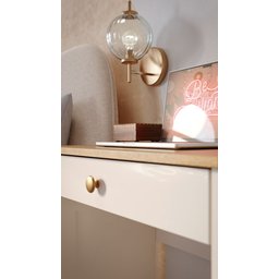 Escrivaninha Estilo Mesa para Computador ou Notebook com 1 Gaveta - Off White com Freijó - 4