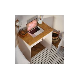 Escrivaninha Estilo Mesa para Computador ou Notebook com 1 Gaveta - Off White com Freijó - 3