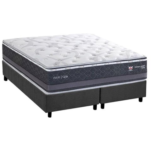 Conjunto Box Queen: Colchão Molas Herval Maxspring C1783 + Base Crc Suede Gray (158x198)