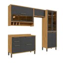 Ver imagem 2 de Cozinha Compacta Modulada MDF 4 Peças 9 Portas Vidro Vicenza Espresso Móveis Cinza/Amêndoa/Chumbo