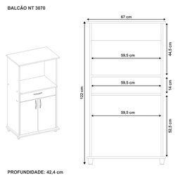 Balcão Multuso para Forno e Microondas 2 Portas NT 3070 - 4