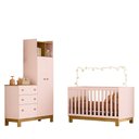 Ver imagem 4 de Quarto de Bebê com Berço Slim e Guarda Roupa com Cômoda Flora Rosa Qmovi