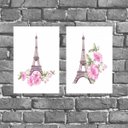 Ver imagem 1 de Kit 2 Placas Parede Torre Eiffel Floral 18x27cm