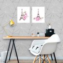 Ver imagem 2 de Kit 2 Placas Parede Torre Eiffel Floral 18x27cm