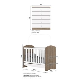 Quarto de Bebê Completo com Berço Mini Cama e Cômoda Faz de Conta Espresso Móveis - 3