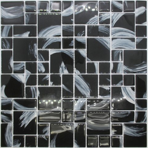 Pastilha de Vidro Cristal Monet Preta para Banheiro 30x30cm