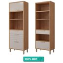 Ver imagem 2 de Torre Quente 100%mdf 70cm 2 Nichos para Forno 2 Portas e 2 Gavetas Eloise Mgm Móveis Freijó/off