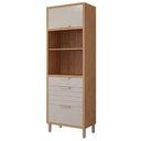 Ver imagem 1 de Torre Quente 100%mdf 70cm 2 Nichos para Forno 2 Portas e 2 Gavetas Eloise Mgm Móveis Freijó/off