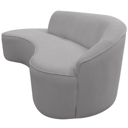 Sofá Curvo 02 Lugares 150cm Braço Esquerdo Eron Bouclê Cinza Claro - CasaePoltrona - 6
