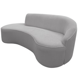 Sofá Curvo 02 Lugares 150cm Braço Esquerdo Eron Bouclê Cinza Claro - CasaePoltrona - 1
