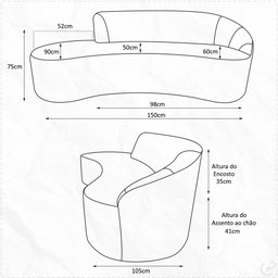 Sofá Curvo 02 Lugares 150cm Braço Esquerdo Eron Bouclê Cinza Claro - CasaePoltrona - 4