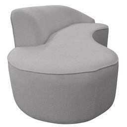 Sofá Curvo 02 Lugares 150cm Braço Esquerdo Eron Bouclê Cinza Claro - CasaePoltrona - 7