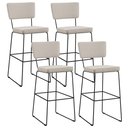 Ver imagem 1 de Kit 04 Banquetas Alta para Cozinha Sala de Jantar Base em Aço Fixa Allana L02 Linho Cru - Lyam