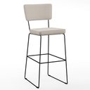 Ver imagem 3 de Kit 04 Banquetas Alta para Cozinha Sala de Jantar Base em Aço Fixa Allana L02 Linho Cru - Lyam