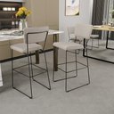 Ver imagem 2 de Kit 04 Banquetas Alta para Cozinha Sala de Jantar Base em Aço Fixa Allana L02 Linho Cru - Lyam