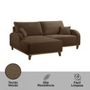 Ver imagem 4 de Sofá Albano Veludo 185cm Chaise Lado Esquerdo Meu Sofá Online