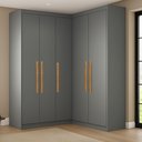 Ver imagem 1 de Guarda-Roupa Modulação de Canto com Puxadores MDF Paris Cinza/Onix