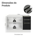 Ver imagem 2 de Balcão Gabinete de Pia 120 Cm 2 Portas 3 Gavetas (sem Tampo) Branco/preto Lux Madesa Branco/preto
