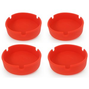 Kit 4 Cinzeiro De Silicone Redondo Resistente Lavável Não Queima e Não Quebra Cor:Vermelho