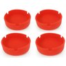 Kit 4 Cinzeiro De Silicone Redondo Resistente Lavável Não Queima e Não Quebra Cor:Vermelho - 1