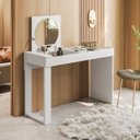 Ver imagem 2 de Mesa Escrivaninha Office Penteadeira Play Moderna Espelho Branco Fosco