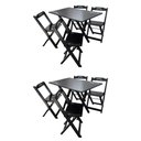 Ver imagem 1 de Kit 2 Conjuntos Mesa Dobrável Madeira 110x70 com 4 Cadeiras Personalizada Jack Preta - Cor: Preto