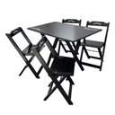 Ver imagem 6 de Kit 2 Conjuntos Mesa Dobrável Madeira 110x70 com 4 Cadeiras Personalizada Jack Preta - Cor: Preto