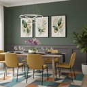 Ver imagem 4 de Kit 3 Quadros Folhagem Verde Dourado Aquarela:preta