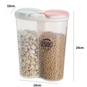 Ver mais imagens de Pote Duplo Porta Mantimentos Dispenser 2500ml Multifuncional para Cozinha e Lavanderia