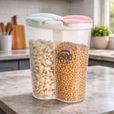 Ver imagem 6 de Pote Duplo Porta Mantimentos Dispenser 2500ml Multifuncional para Cozinha e Lavanderia