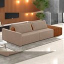 Ver imagem 1 de Sofá Ilha Modular para Sala 232cm com Puff Dublin K01 Veludo Bege Sintético Caramelo - Lyam Decor