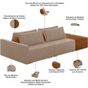 Ver imagem 4 de Sofá Ilha Modular para Sala 232cm com Puff Dublin K01 Veludo Bege Sintético Caramelo - Lyam Decor