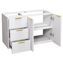 Ver imagem 2 de Balcão Móvel Gabinete Mdf para Banheiro sem Tampo e Cuba 80cm Gavetas Lado Esquerdo Puxador Dourado