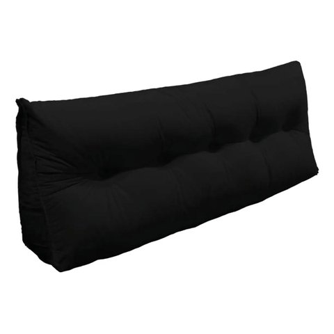 Almofada Cabeceira Mel Cama Casal 140cm Encosto Suede:Preto/Suede