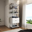 Ver imagem 1 de Closet Solteiro Estilo Industrial Loft 1 Módulo com Gaveta Branco Ferro Preto