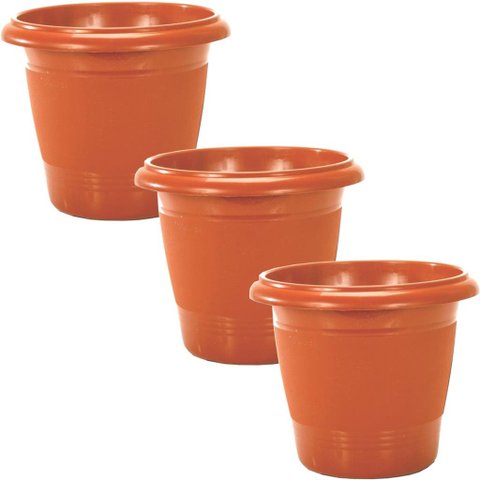 3 Vasos Grande Redondo 15 Litros Cerâmico Plantas E Flores
