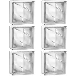 Kit 6 Tijolos Bloco de Vidro Rajada Opaca 19x19x8 Tradestar - 1
