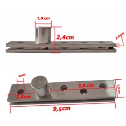 Dobradiça Pivô Pino Porta Pivotante 150kg Aço Inox 304 Canto - 2
