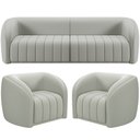 Ver imagem 1 de Kit Sofá 4 Lugares para Sala 292cm com 02 Poltronas Lazio M03 Veludo Creme - Lyam Decor