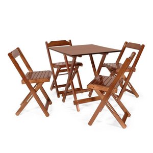 Mesa com 4 Cadeiras de 70 X 70 para Bar e Restaurantes Cor:imbuia