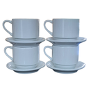 Ver imagem 3 de Jogo 4 Xícaras de Café e Chá com Pires - 150ml Empilháveis - Porcelana Branca